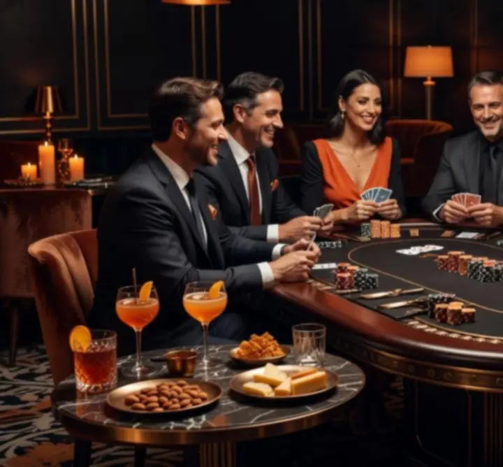 Prémium poker est elegáns lounge környezetben, koktélokkal és baráti társaságokkal.