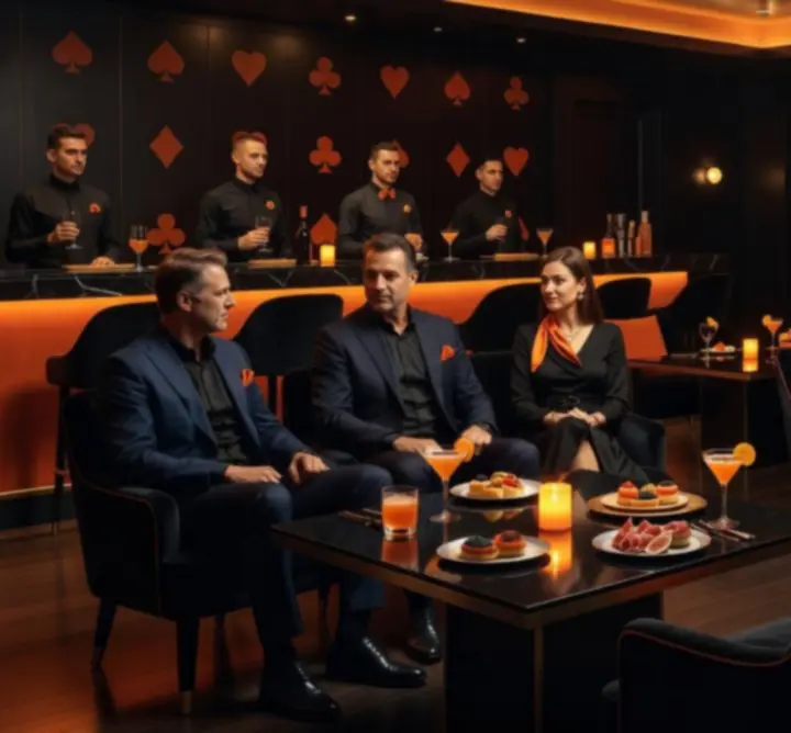 Elegáns lounge bár este, hangulatos fényekkel és koktélokkal